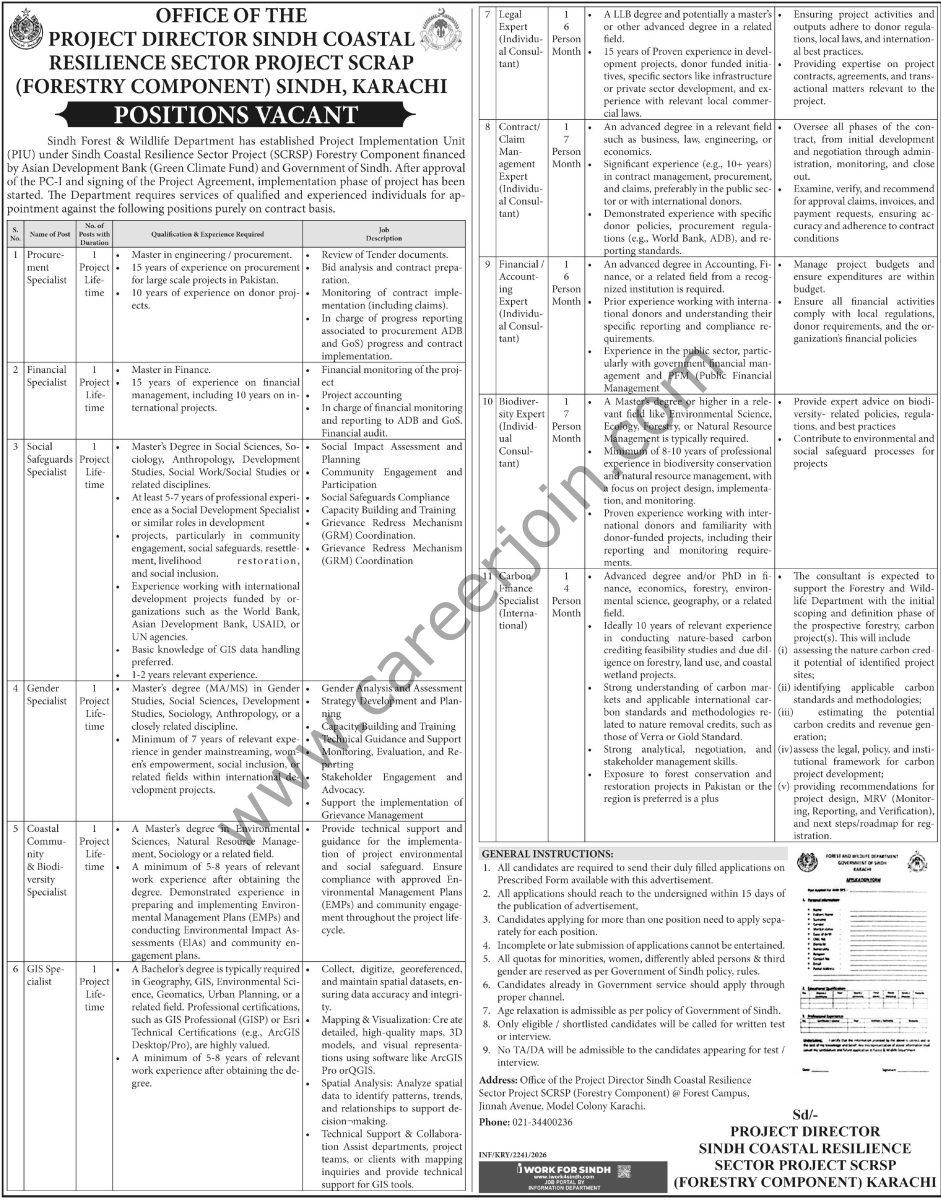 Forest and Wildlife Department Sindh Jobs 04 June 2026 Express 1