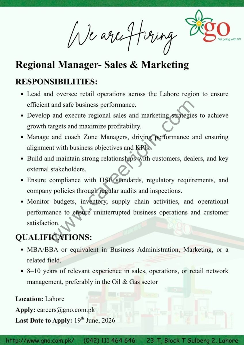 Gas & Oil Pakistan Pvt Ltd Jobs Regional Manager Sales & Marketing 1