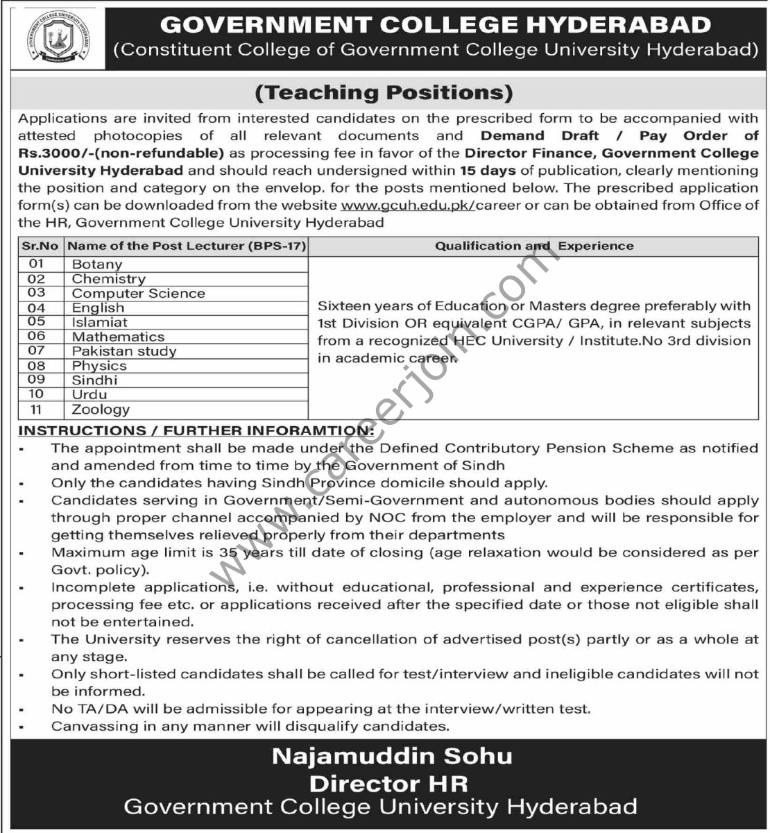 Government College Hyderabad Jobs 12 June 2026 Dawn 3