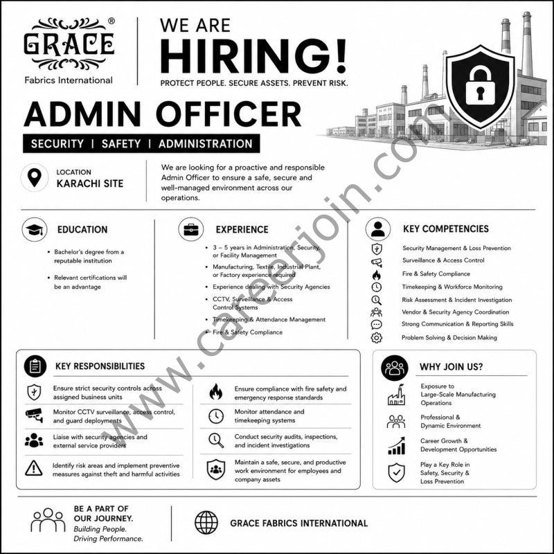 Grace Fabrics International Jobs Admin Officer 1