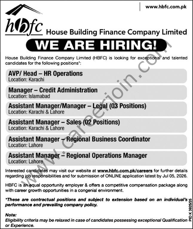 House Building Finance Co Ltd HBFC Jobs 21 June 2026 Express 1