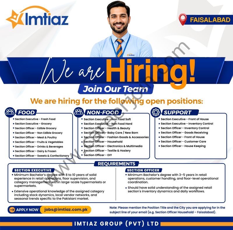 Imtiaz Group Pvt Ltd Jobs June 2026 1