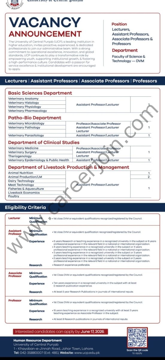The University of Central Punjab (UCP) Jobs June 2026 1
