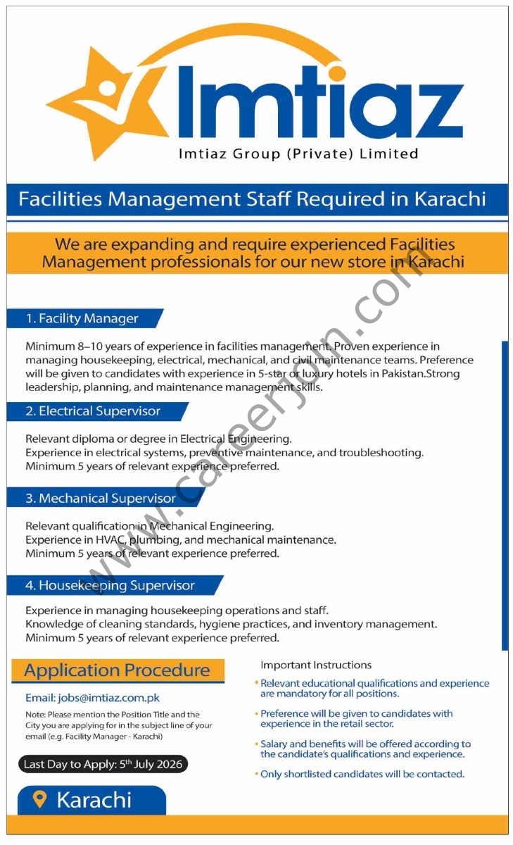 Imtiaz Group Pvt Ltd Jobs 21 June 2026 Dawn 1