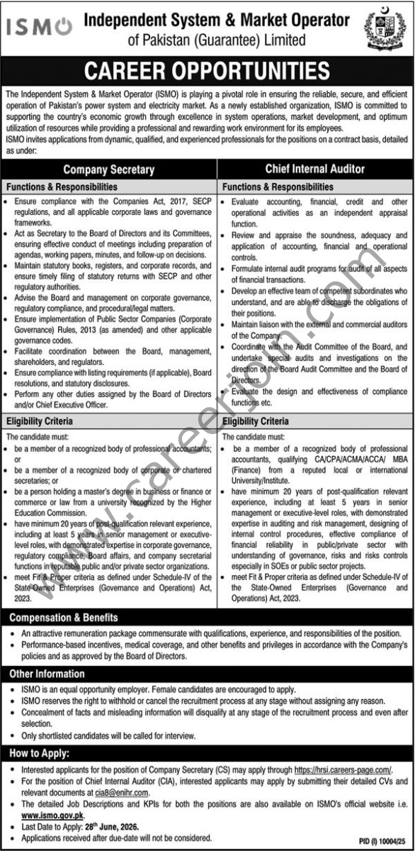 Independent System & Market Operator ISMO Jobs 14 June 2026 Express Tribune 1