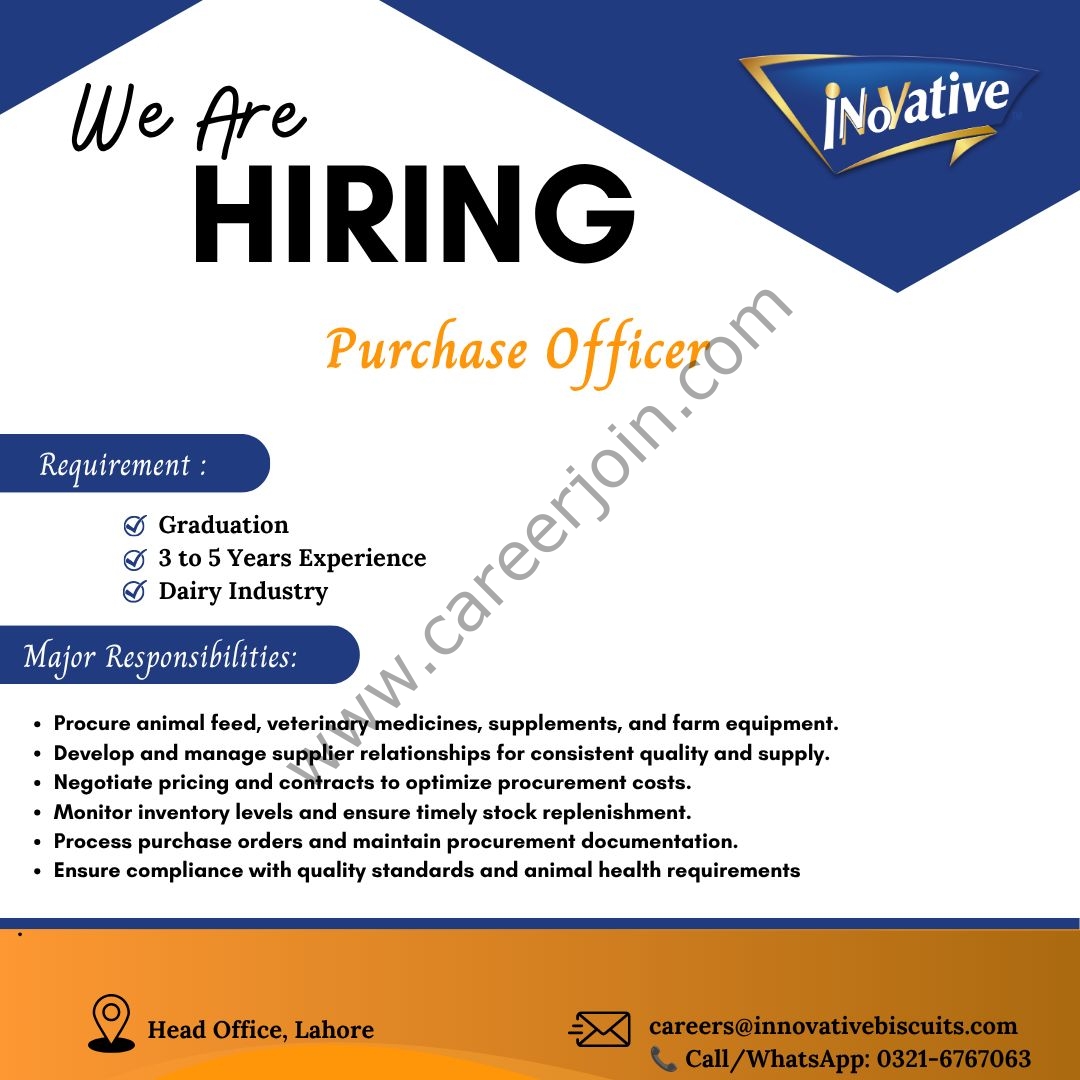 Innovative Biscuits Pvt Ltd Jobs Purchase Officer 1
