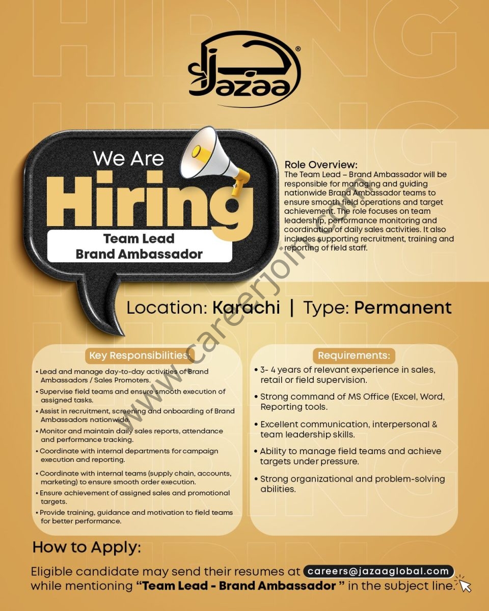 Jazaa Foods Pvt Ltd Jobs Team Lead Brand Ambassador 1
