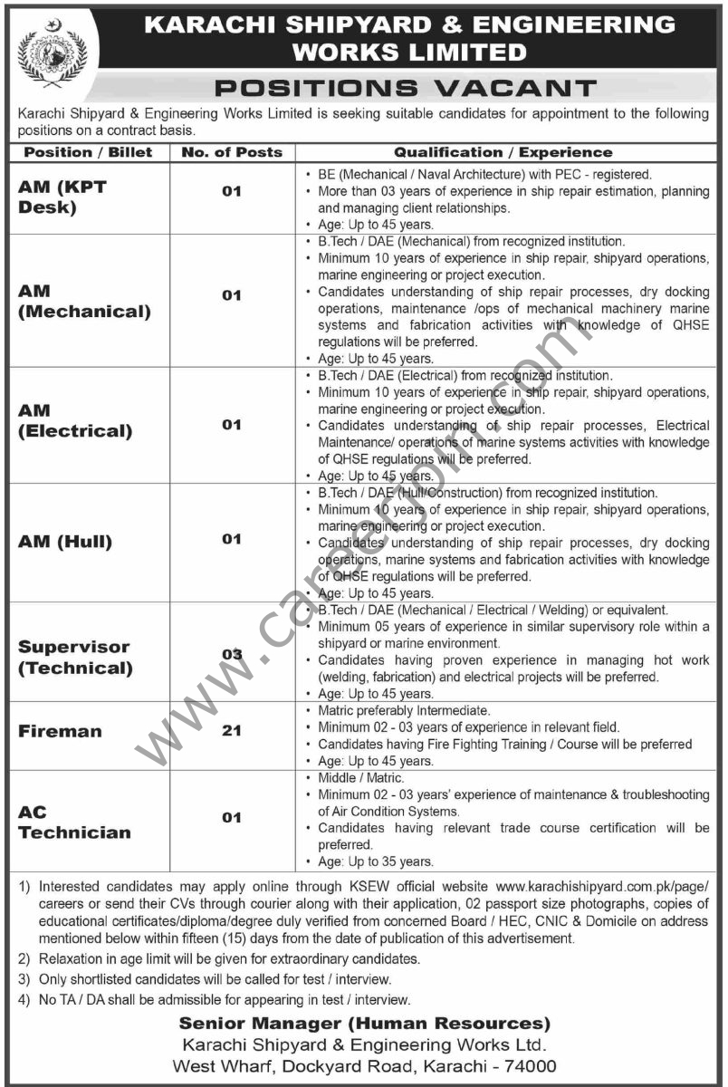 Karachi Shipyard & Engineering Works Ltd Jobs 07 June 2026 Dawn 1