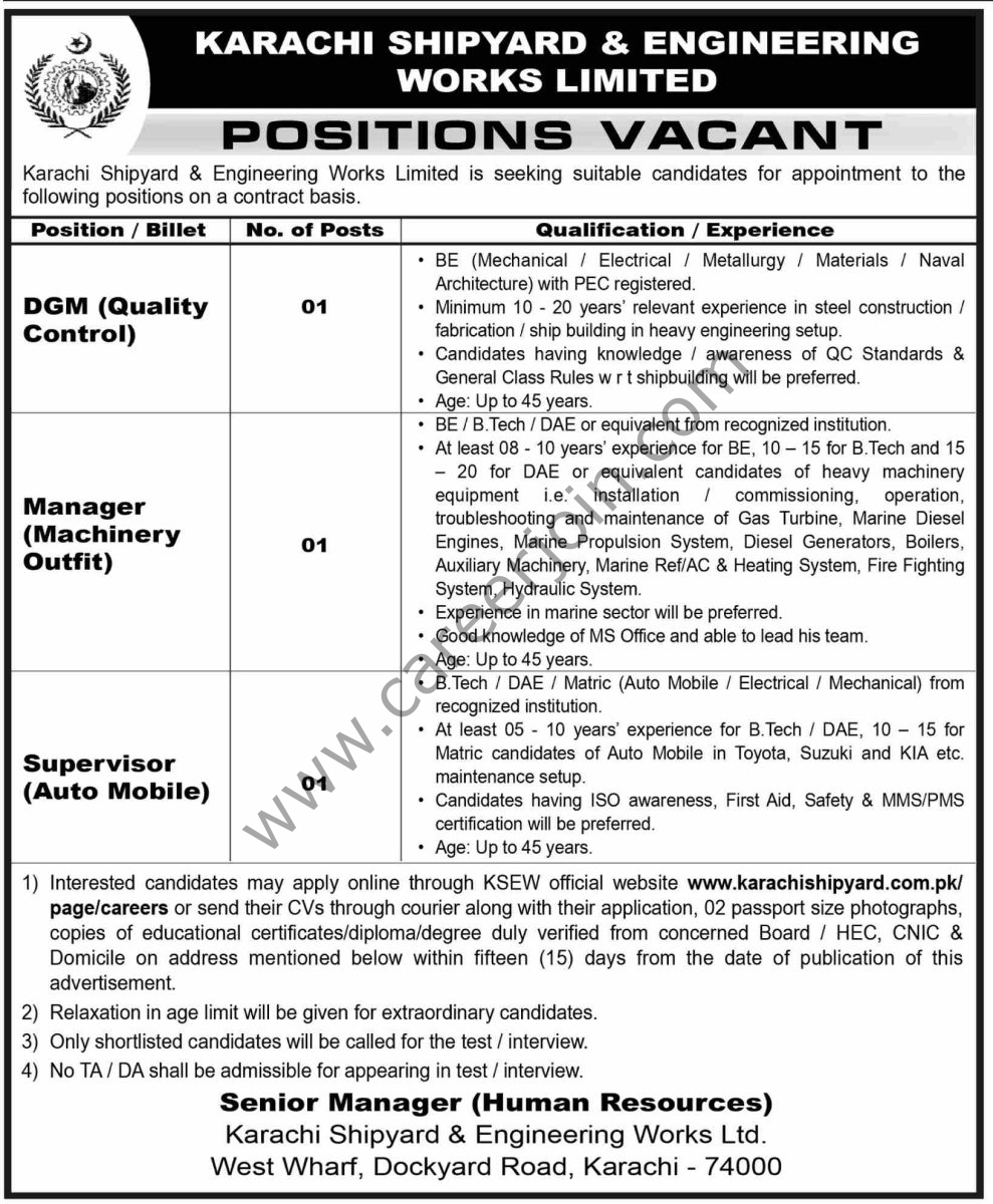 Karachi Shipyard & Engineering Works Ltd Jobs 28 June 2026 Dawn 1