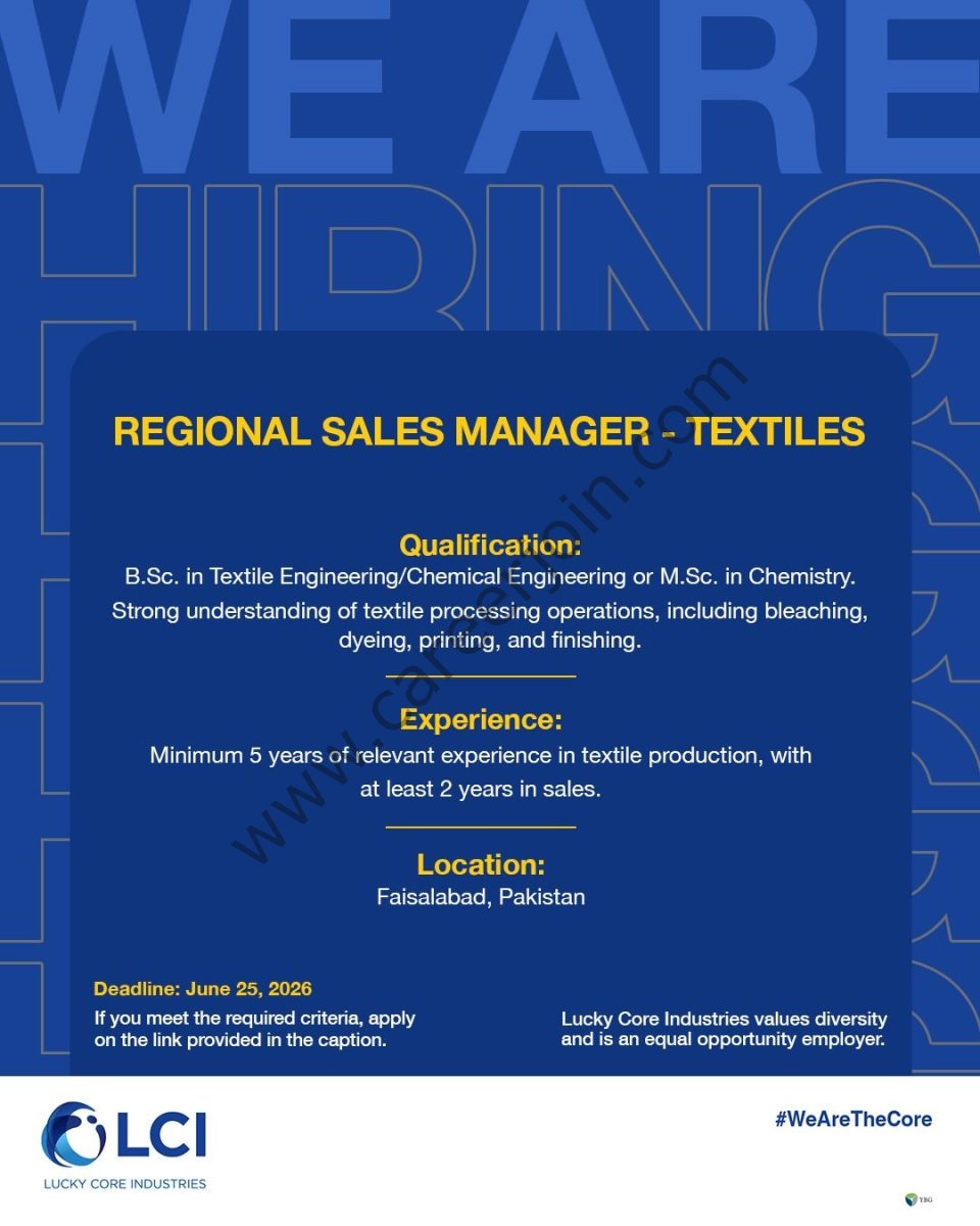 Lucky Core Industries Limited LCI Jobs Regional Sales Manager Textiles 1