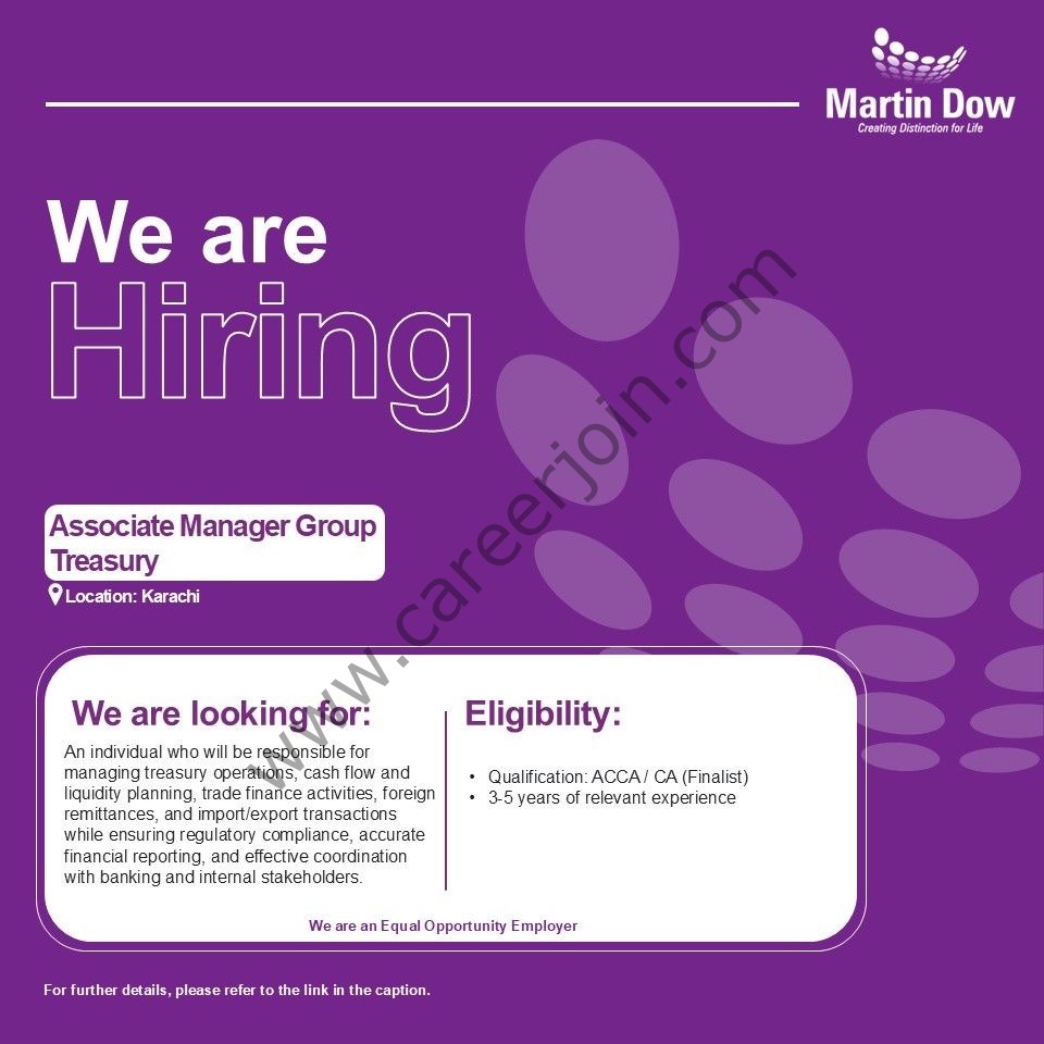 Martin Dow Limited Jobs Associate Manager Group Treasury 1