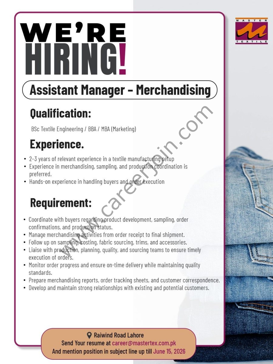 Master Textile Jobs Assistant Manager (Merchandising) 1