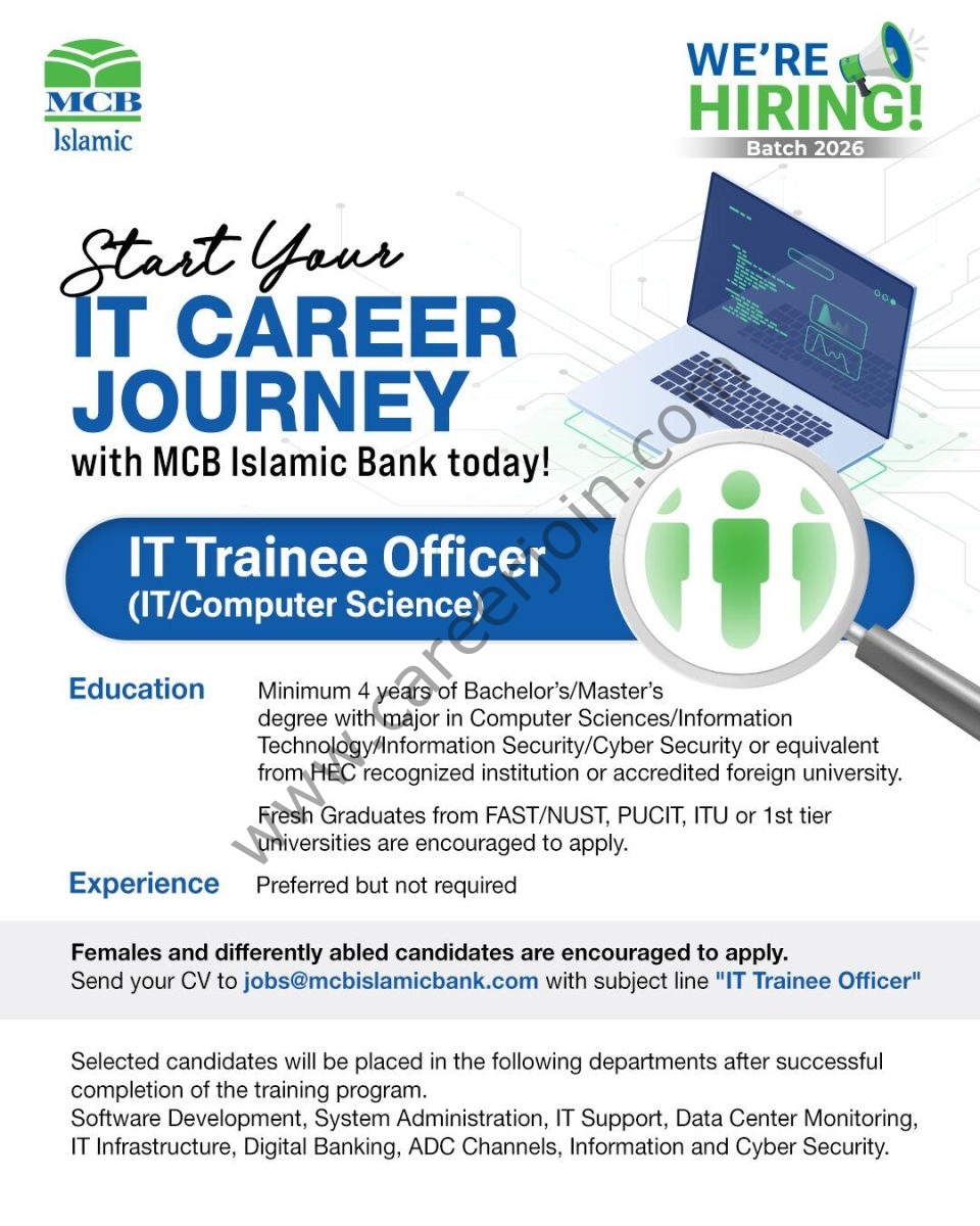 MCB Islamic Bank Jobs IT Trainee Officer 1