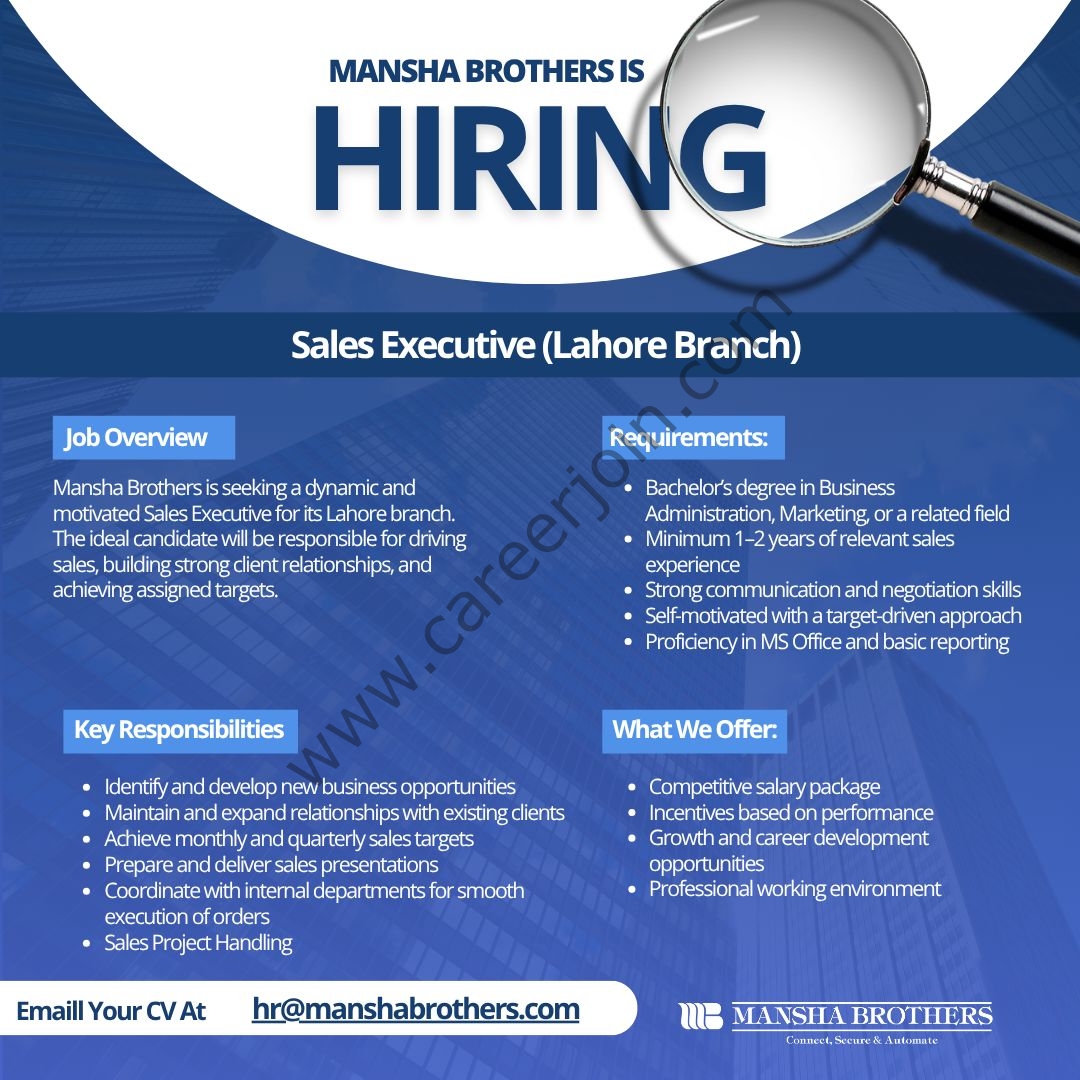 Mansha Brothers Jobs Sales Executive 1
