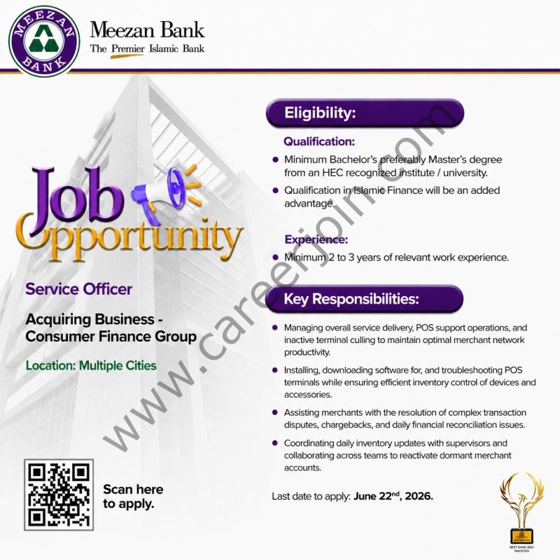 Meezan Bank Jobs Service Officer Acquiring Business 1