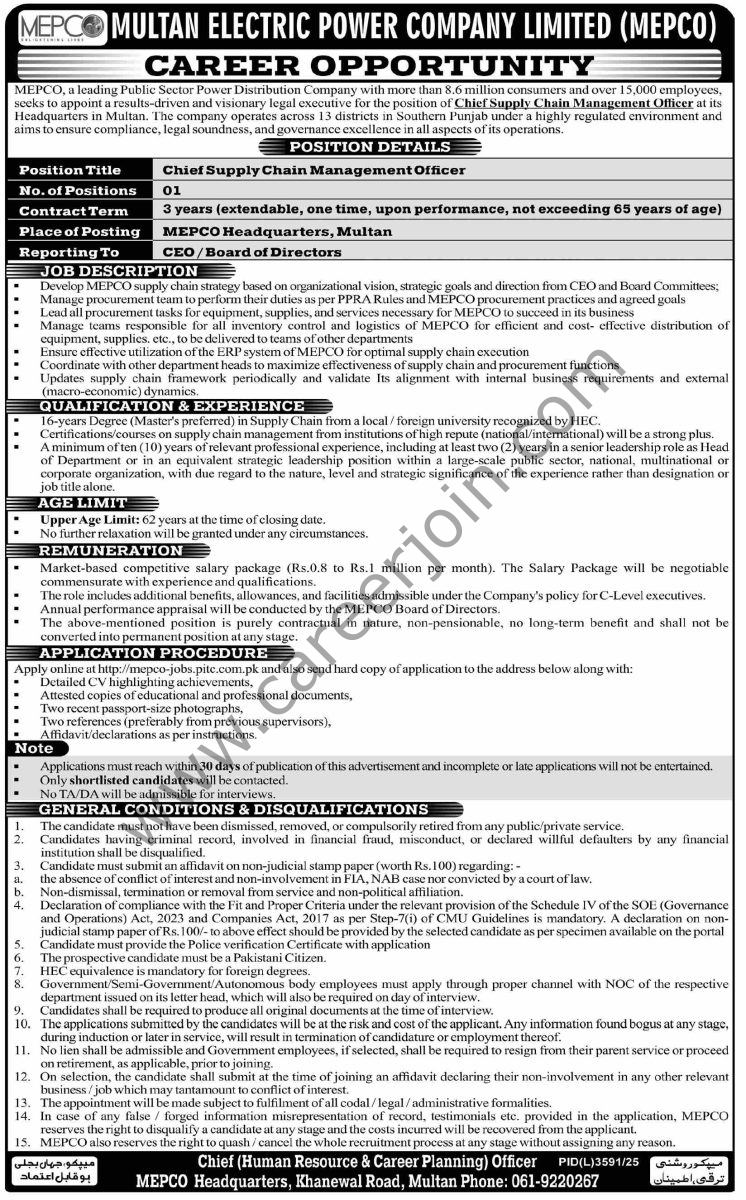 Multan Electric Power Co Ltd MEPCO Jobs 28 June 2026 Dawn 1