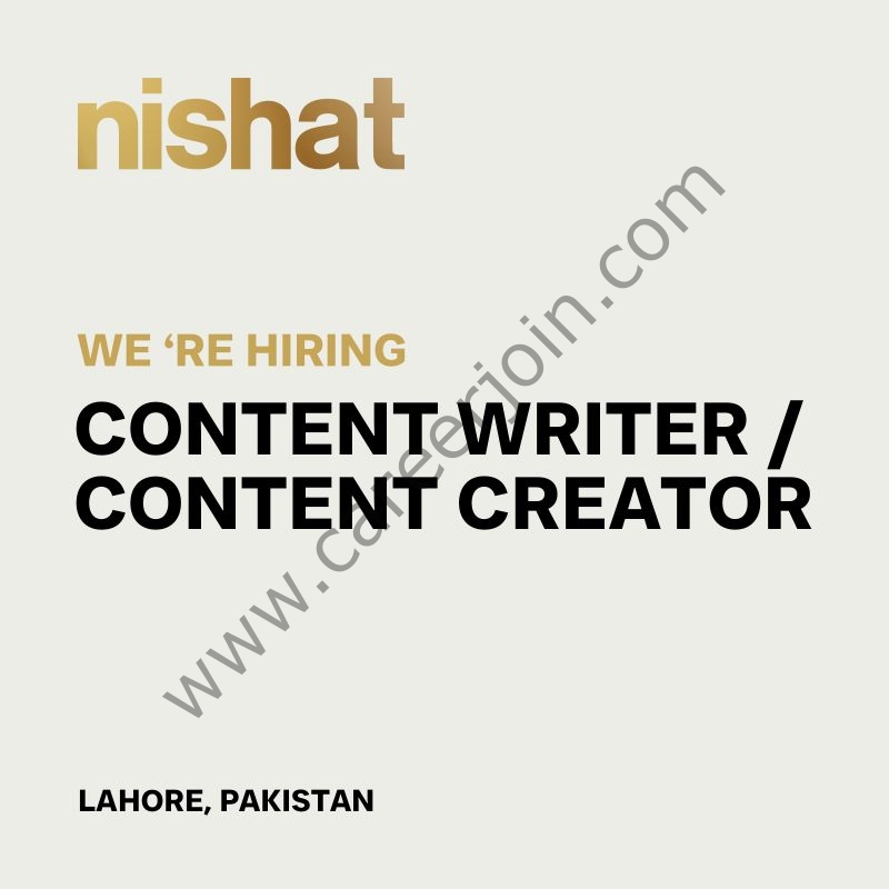 Nishat Linen NL Jobs Content Writer / Content Creator 1