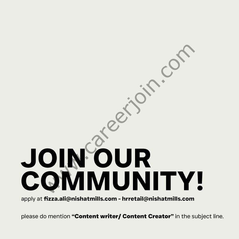 Nishat Linen NL Jobs Content Writer / Content Creator 3