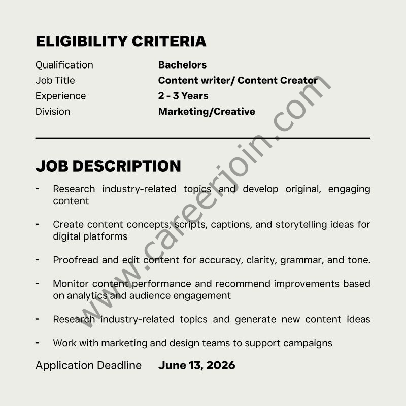 Nishat Linen NL Jobs Content Writer / Content Creator 2