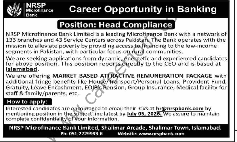 NRSP Microfinance Bank Jobs 21 June 2026 Dawn 1