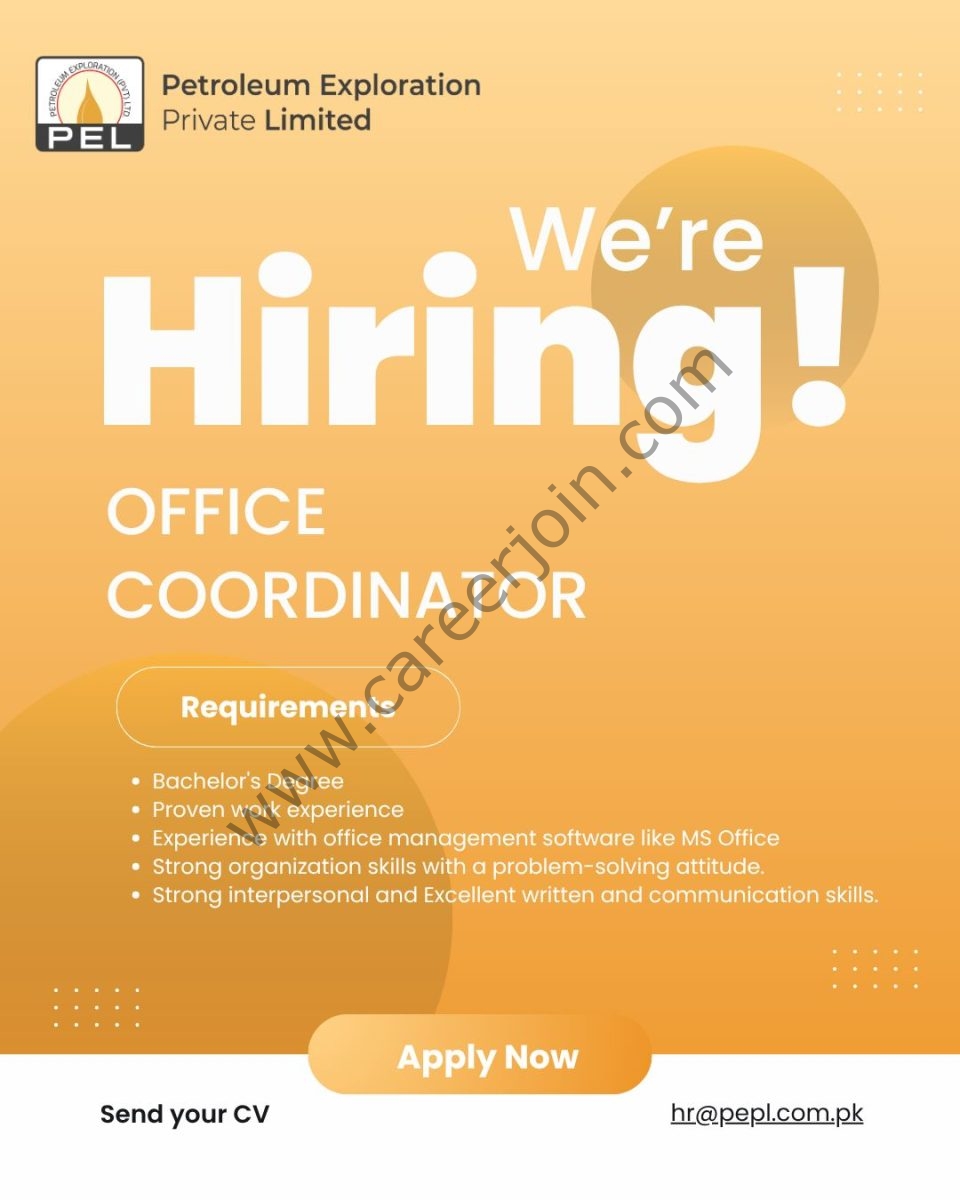 Petroleum Exploration (Pvt) Limited Jobs Office Coordinator 1
