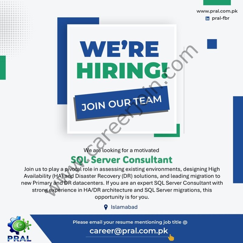Pakistan Revenue Automation (Pvt) Ltd PRAL Jobs SOL Server Consultant 1