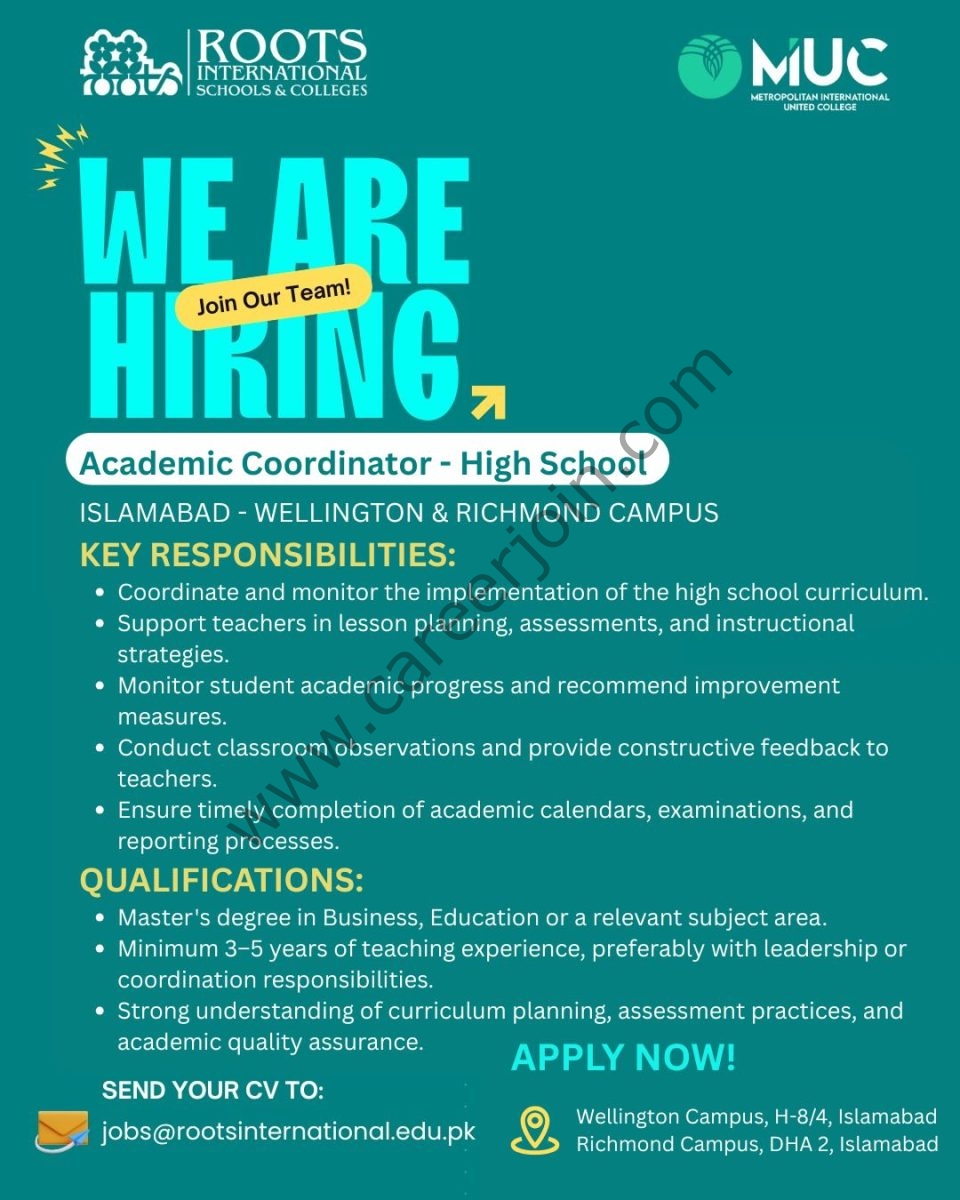 ROOTS International Schools & Colleges Jobs June 2026 2