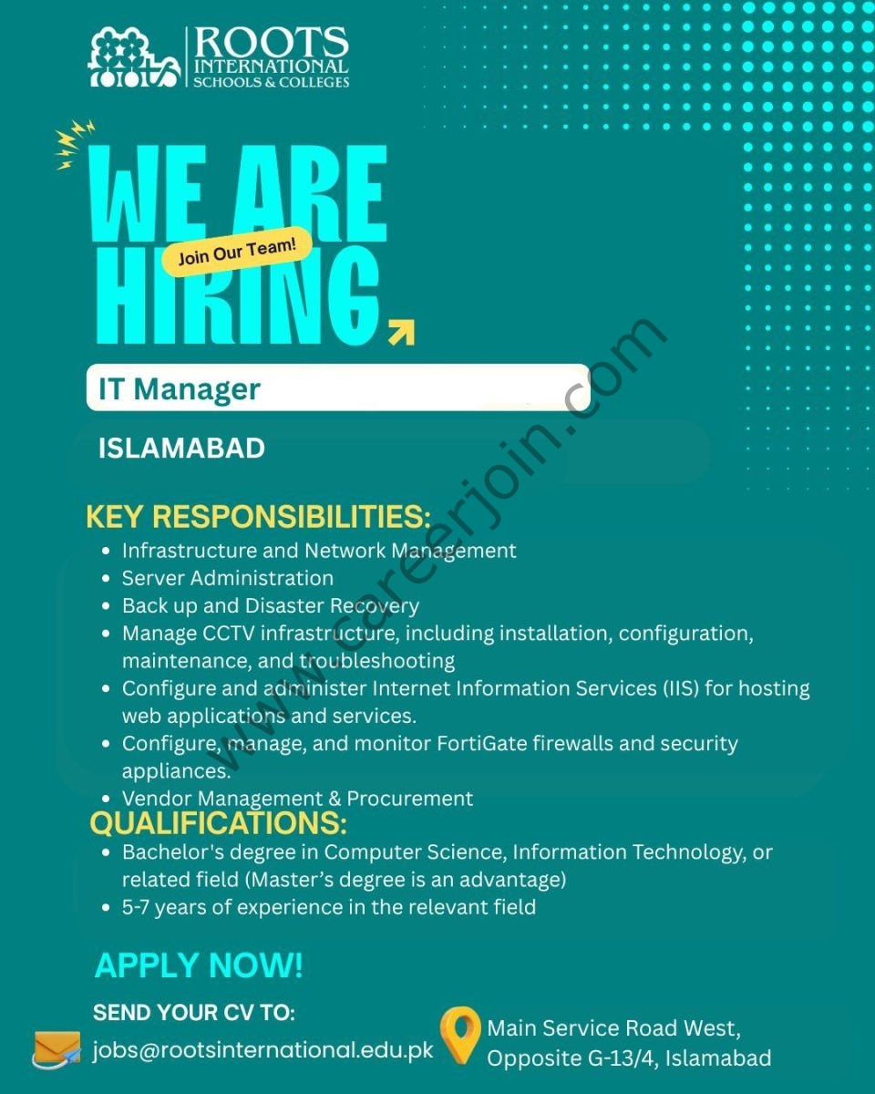 ROOTS International Schools & Colleges Jobs IT Manager 1