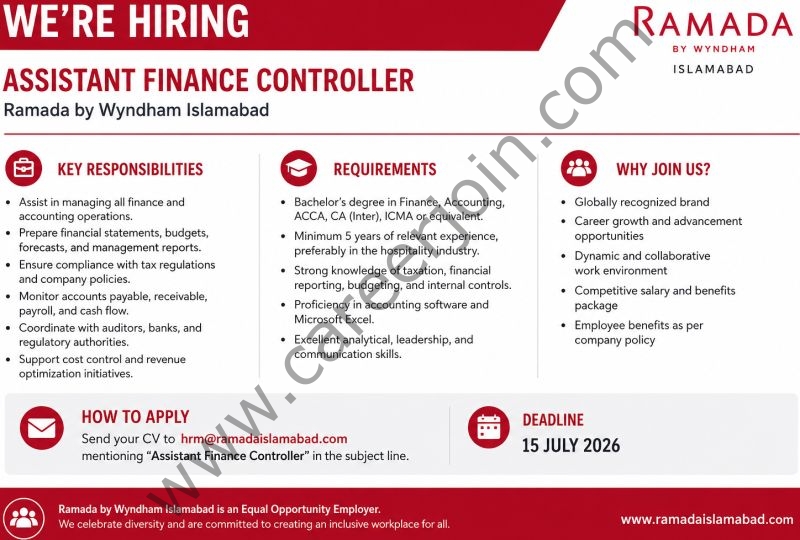Ramada by Wyndham Jobs Assistant Finance Controller 1