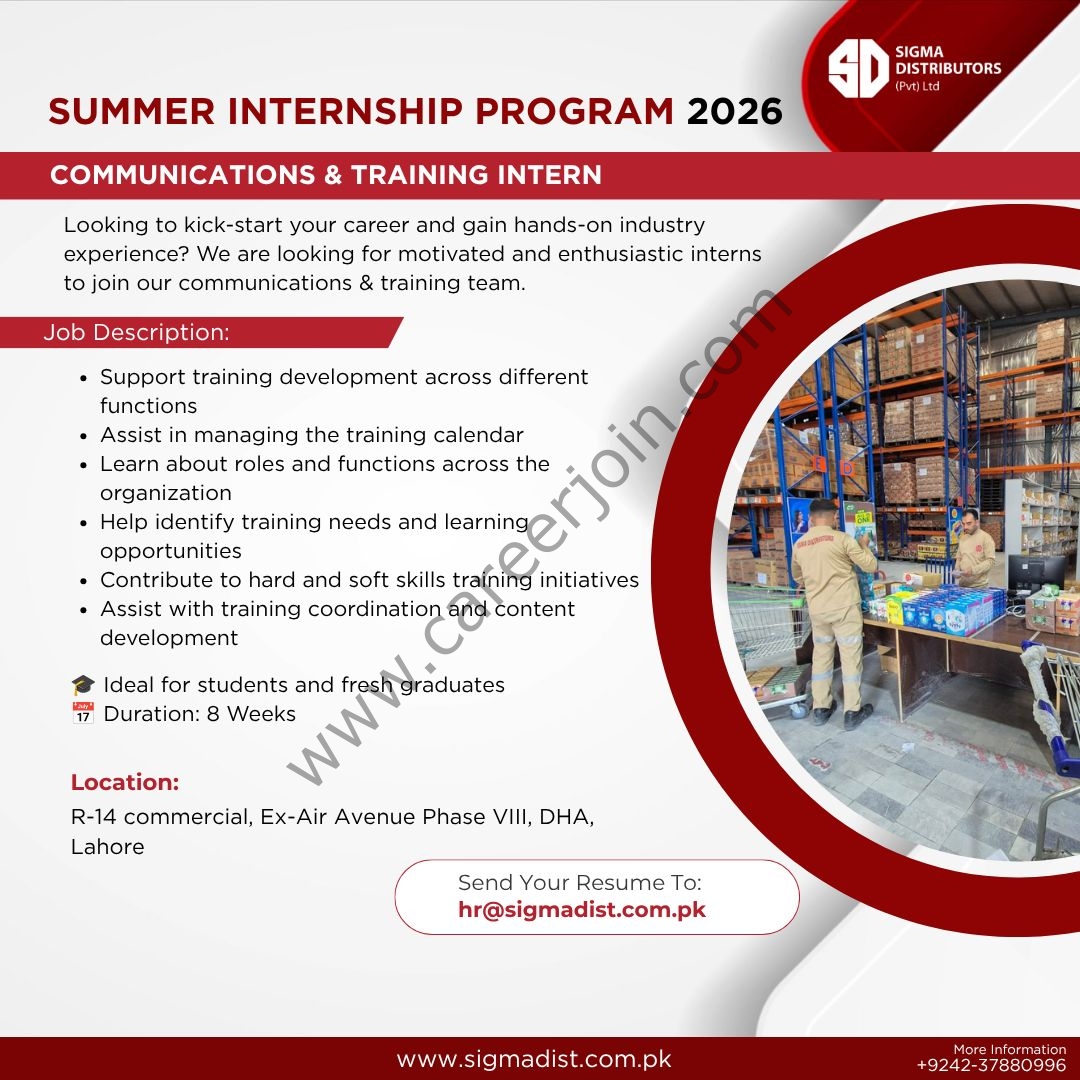 Sigma Distributors Pvt Ltd Jobs Training & Communications Intern 1