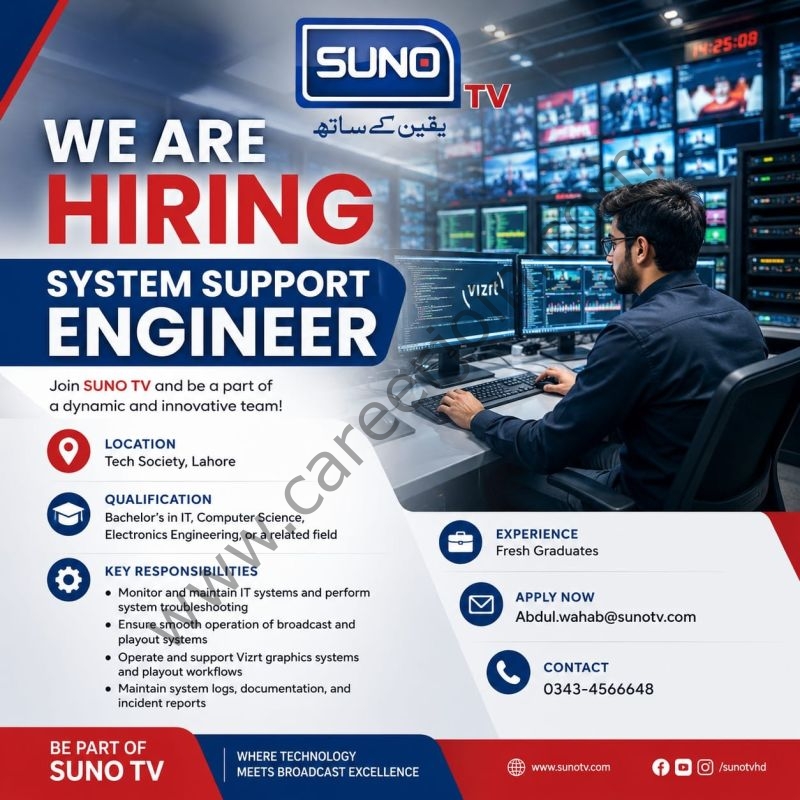 SUNO Tv Jobs System Support Engineer 1