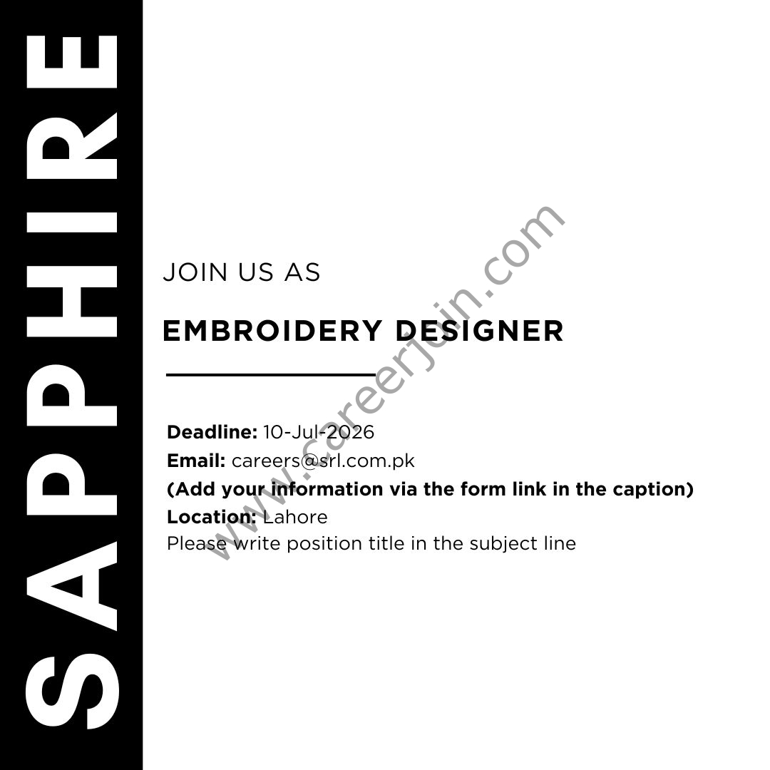 Sapphire Retail Limited SRL Jobs Embroidery Designer 1