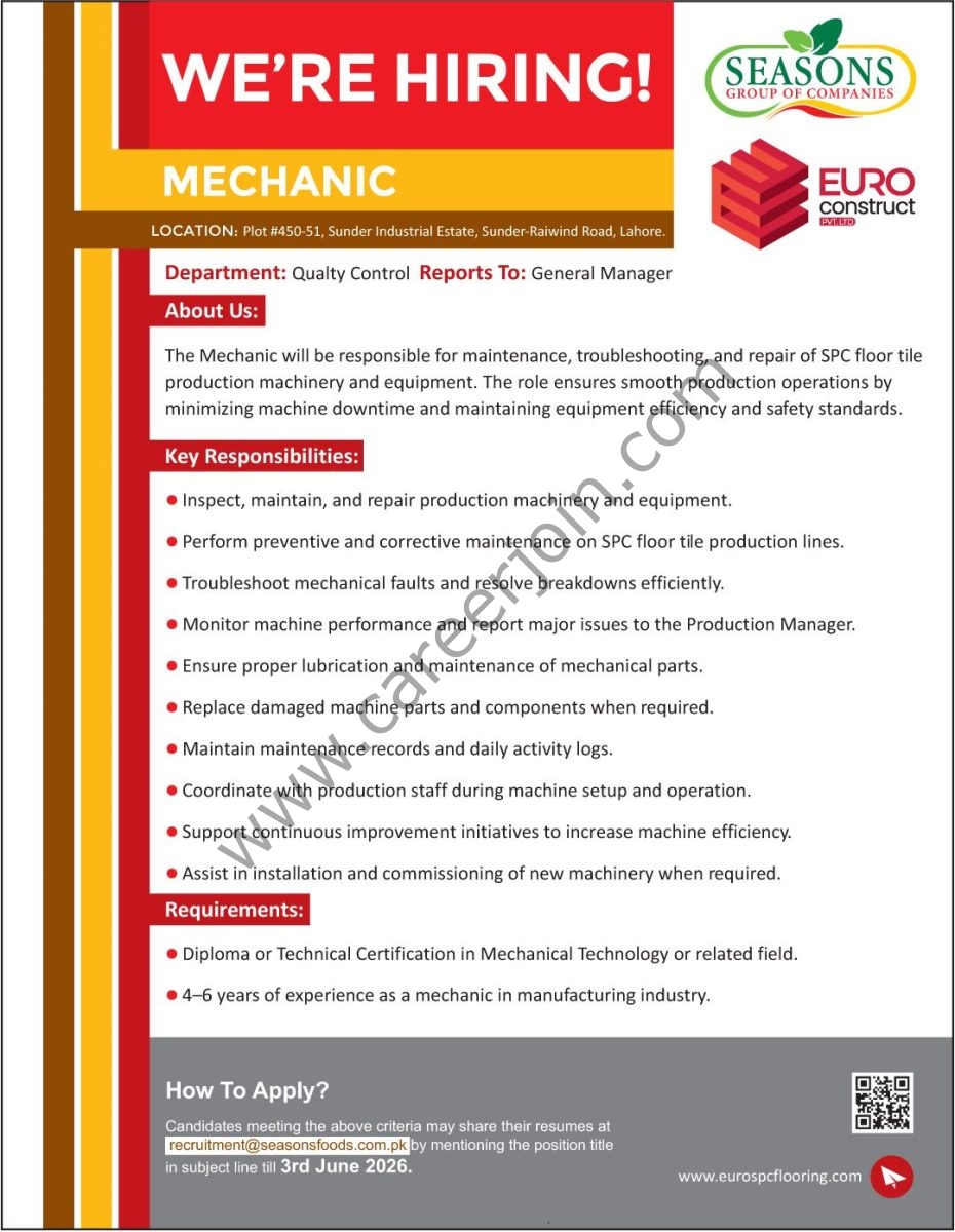 Seasons Group of Companies Jobs Mechanic 1