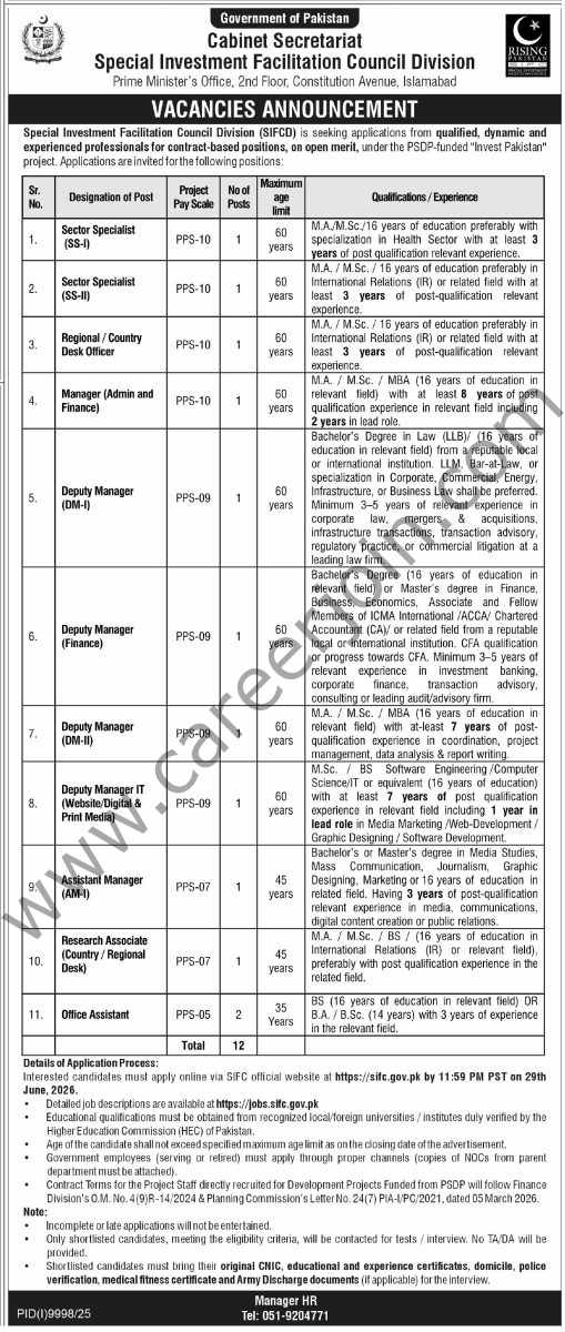Special Investment Facilitation Council Division Jobs 14 June 2026 Express Tribune 1