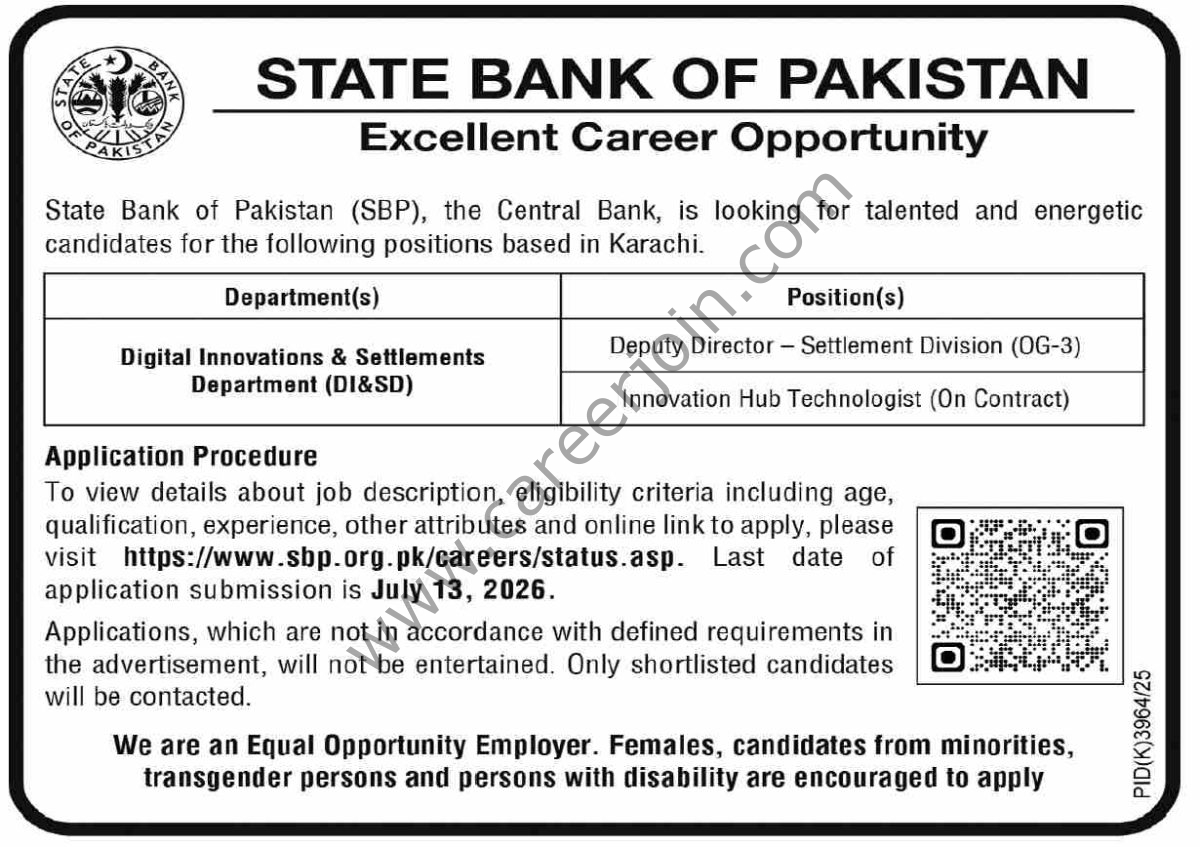 State Bank of Pakistan SBP Jobs 28 June 2026 Dawn 1