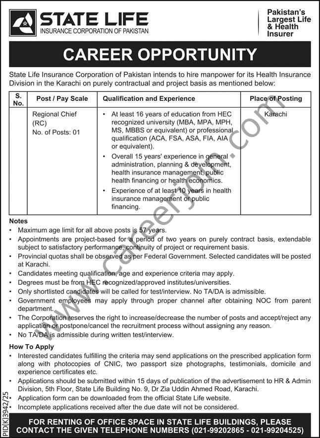 State Life Insurance Corp Jobs 23 June 2026 Dawn 1