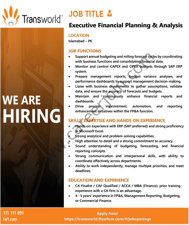 Transworld Associates Jobs Executive Financial Planning & Analysis 1