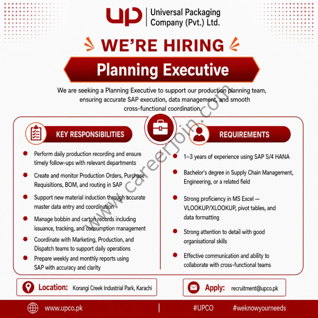 Universal Packaging Company Pvt Limited Jobs Planning Executive 1