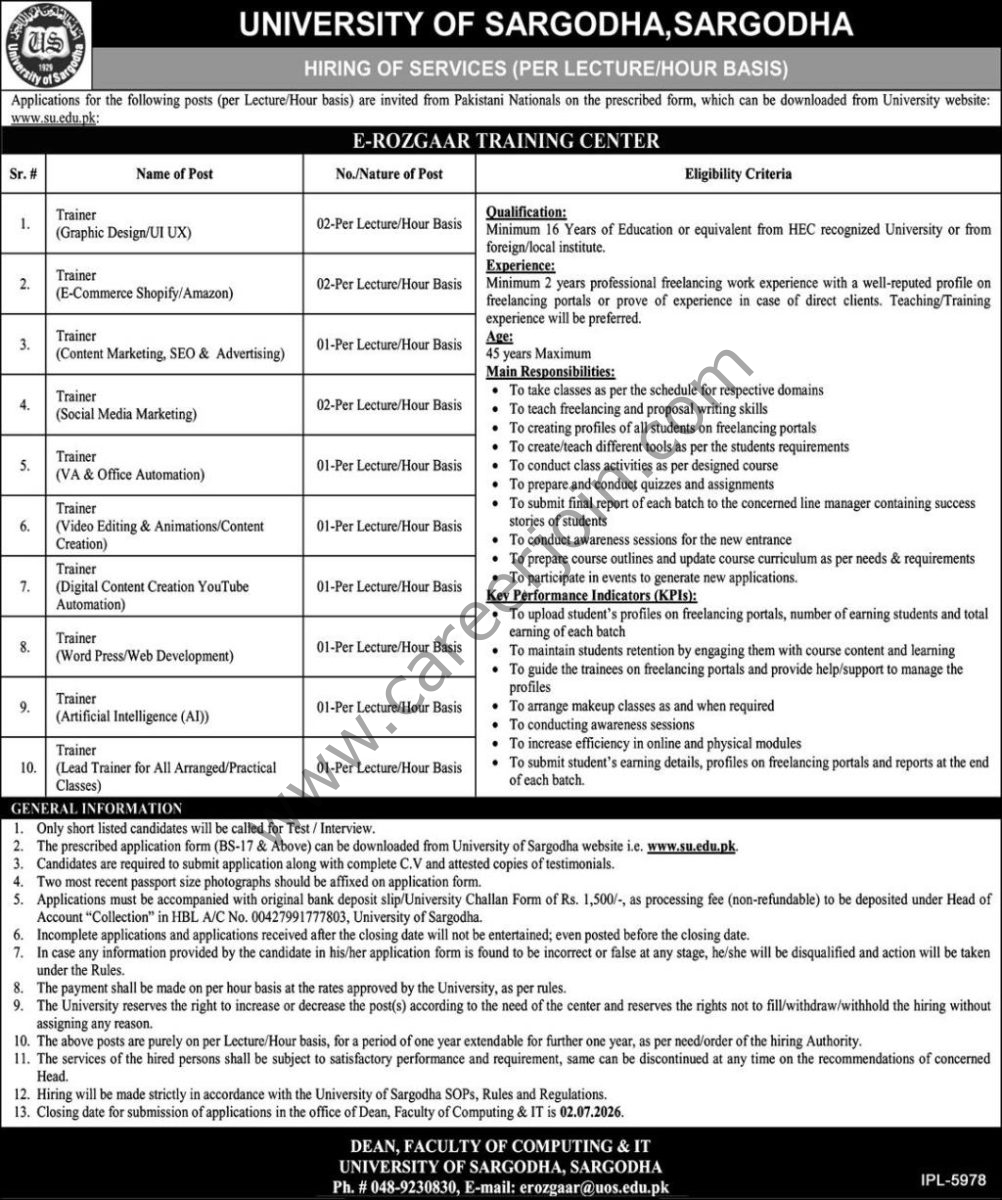 University of Sargodha Jobs 13 June 2026 Express 1