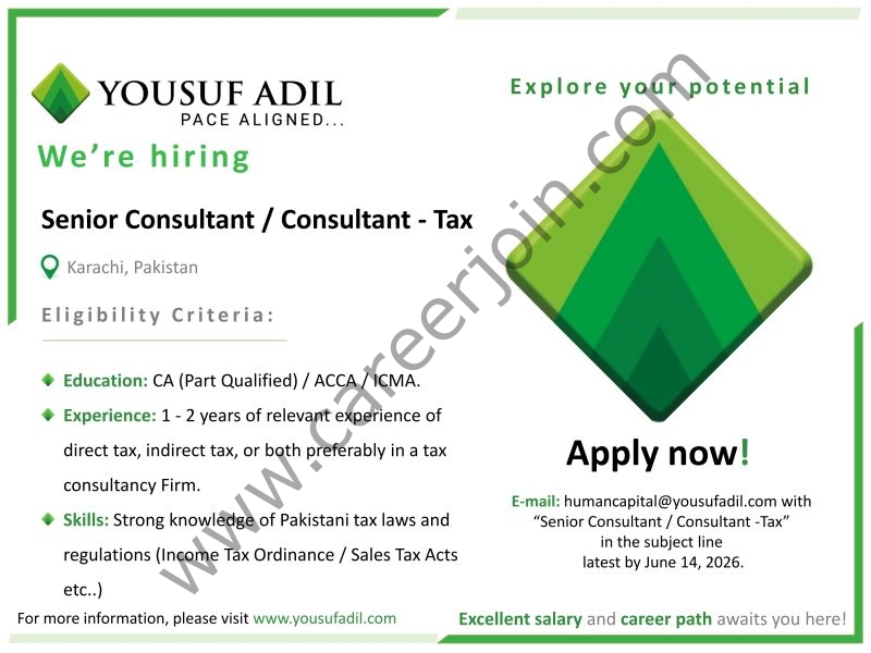 Yousuf Adil Chartered Accountants Jobs June 2026 2