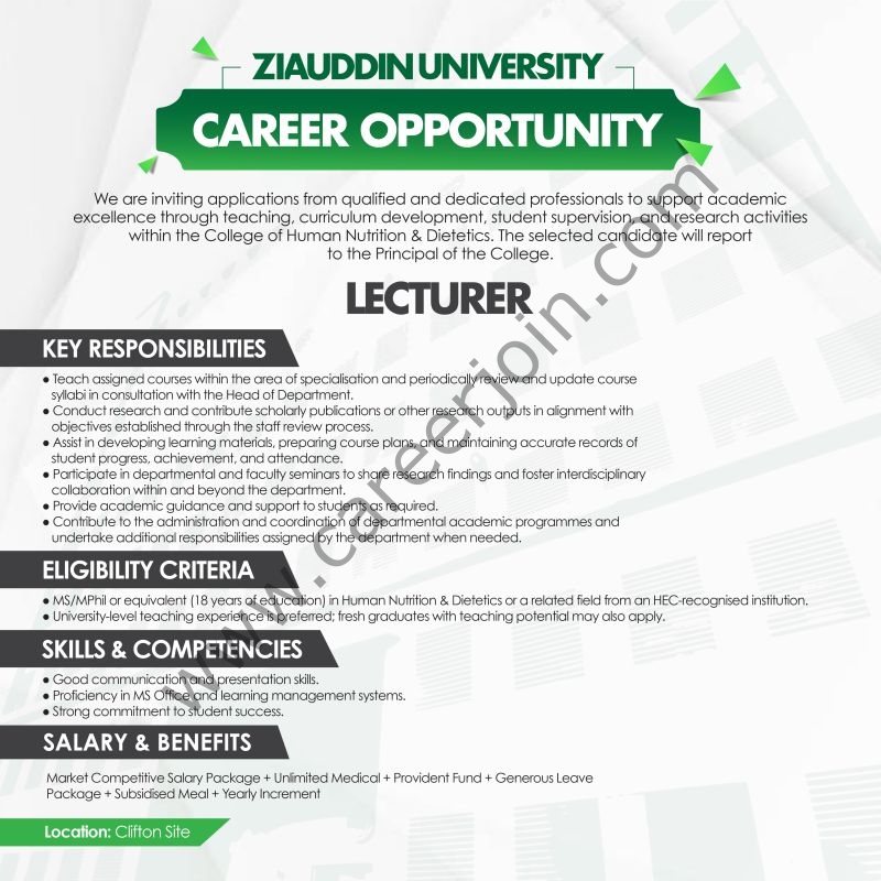 Ziauddin University Jobs June 2026 2