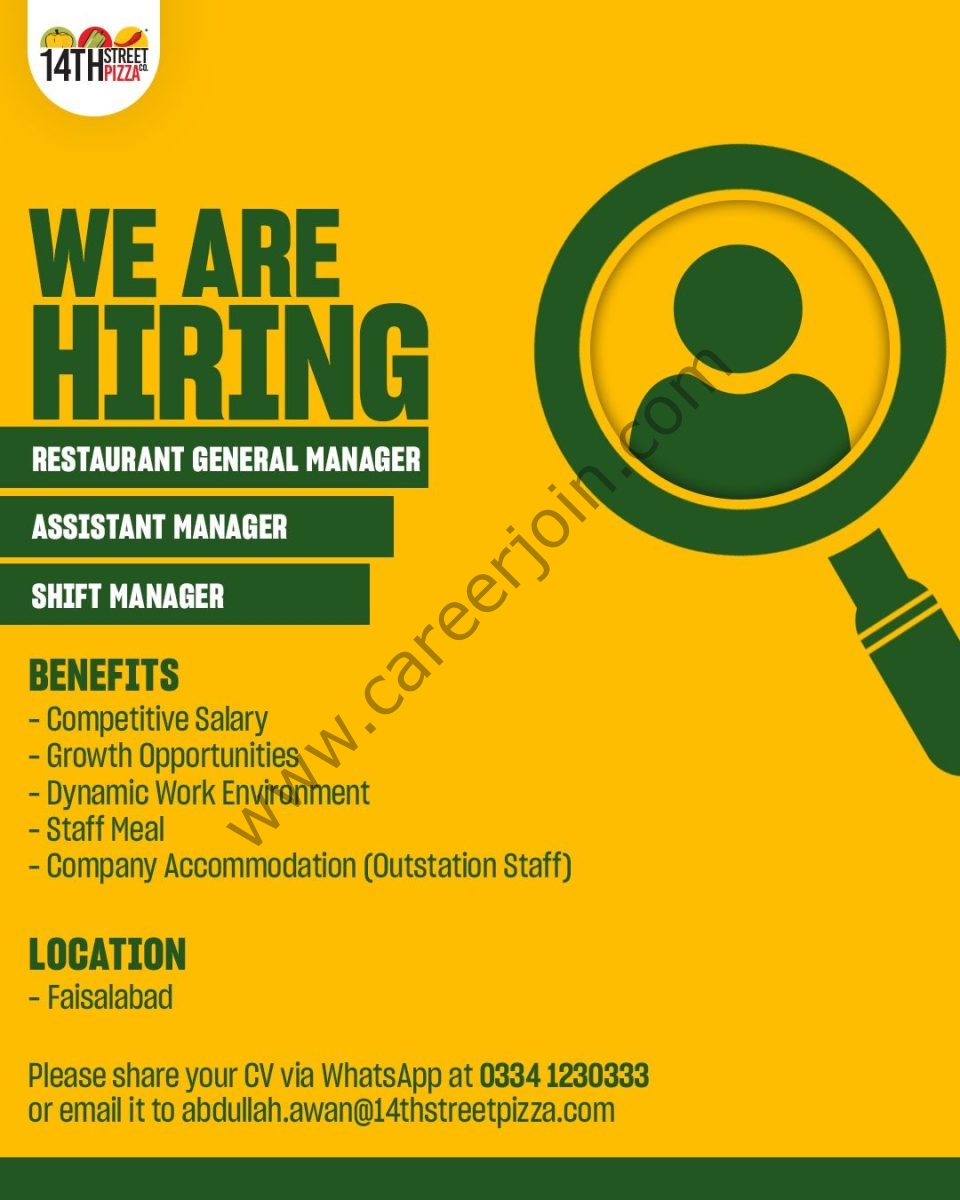 14th Street Pizza Jobs July 2026 1