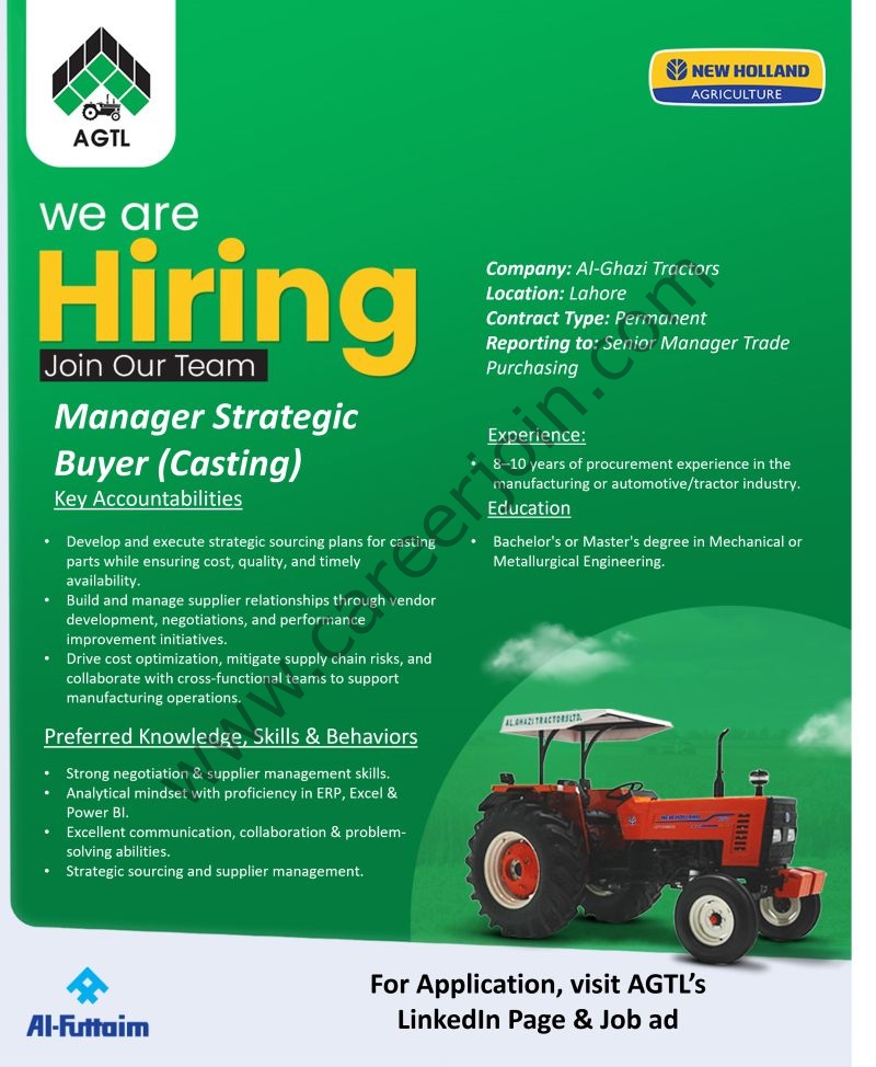 Al-Ghazi Tractors Pvt Ltd Jobs Manager Strategic Buyer (Casting) 1