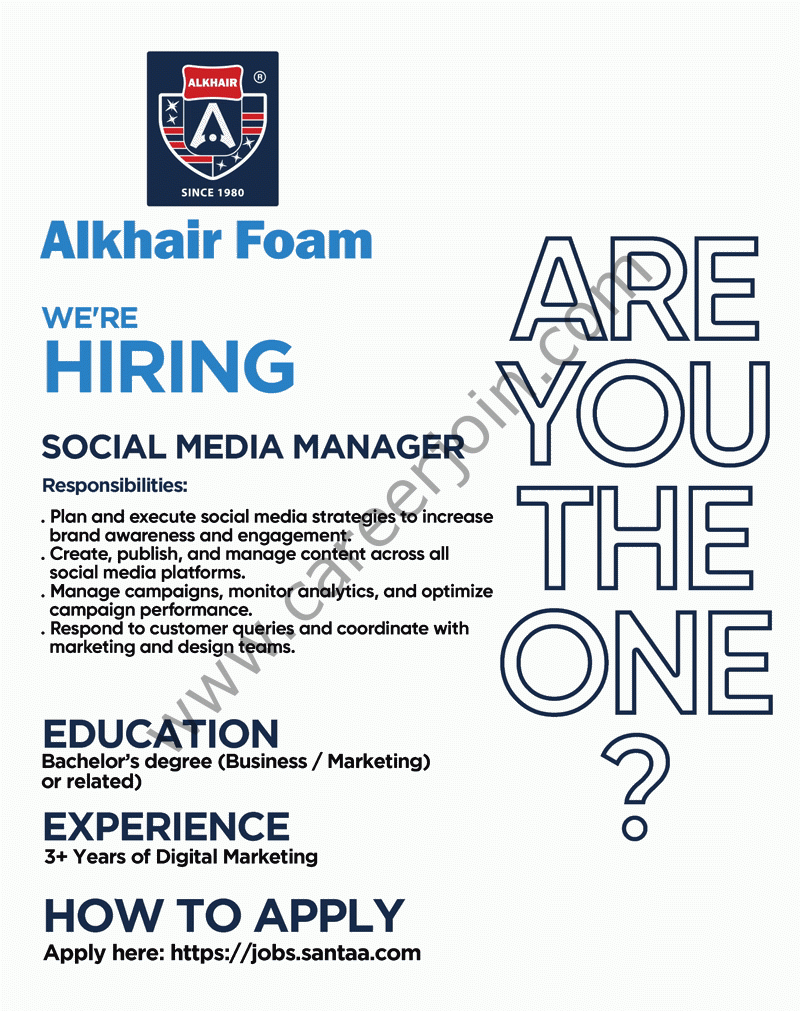 Al Khair Foam Jobs Social Media Manager 1