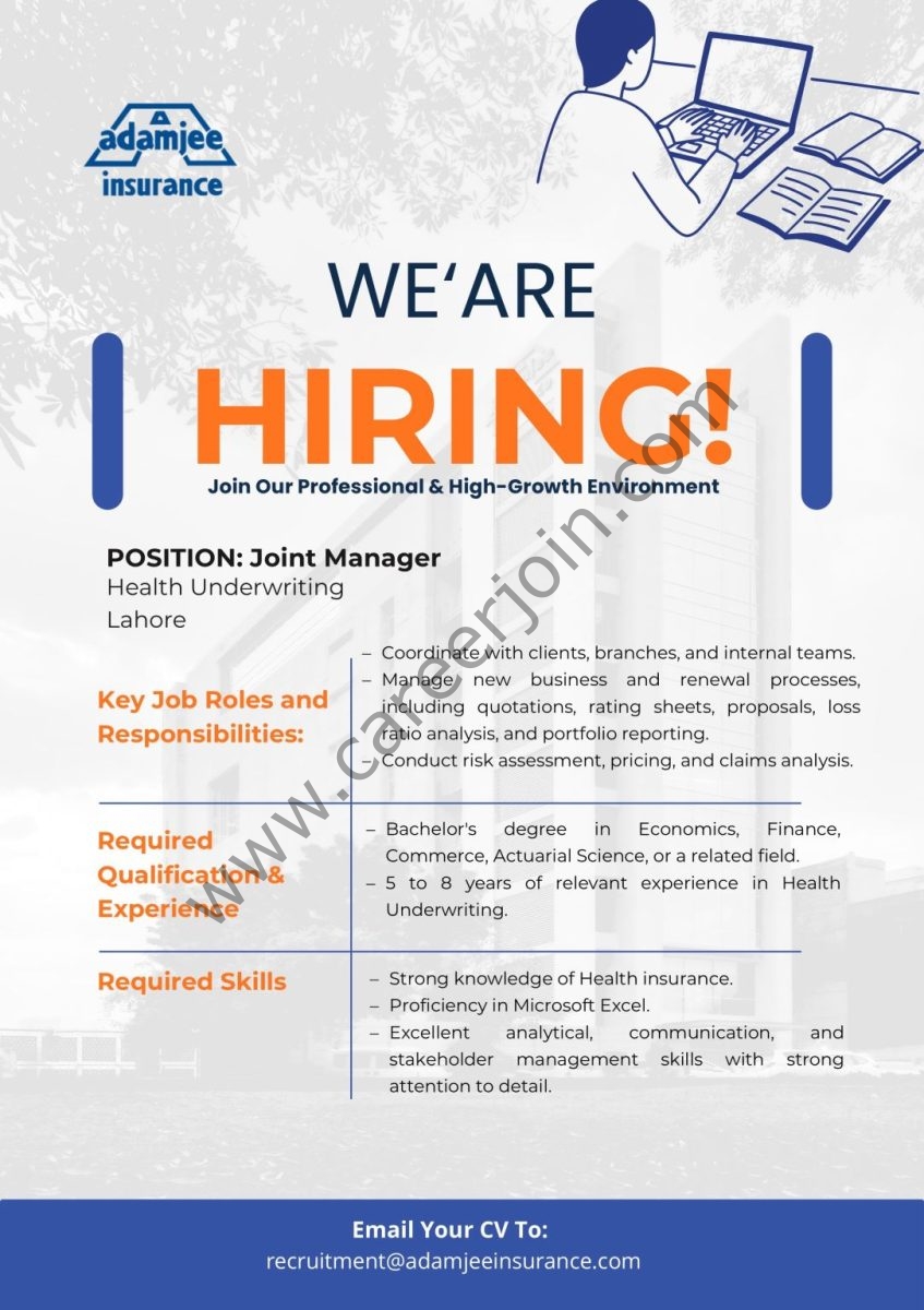 Adamjee Insurance Company Limited Jobs Joint Manager 1