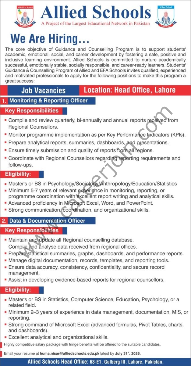 Allied Schools Jobs July 2026 1