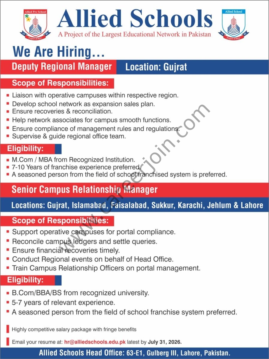 Allied Schools Jobs July 2026 1