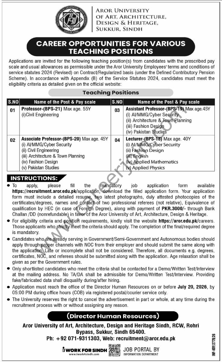 Aror University Jobs 05 July 2026 Dawn 1