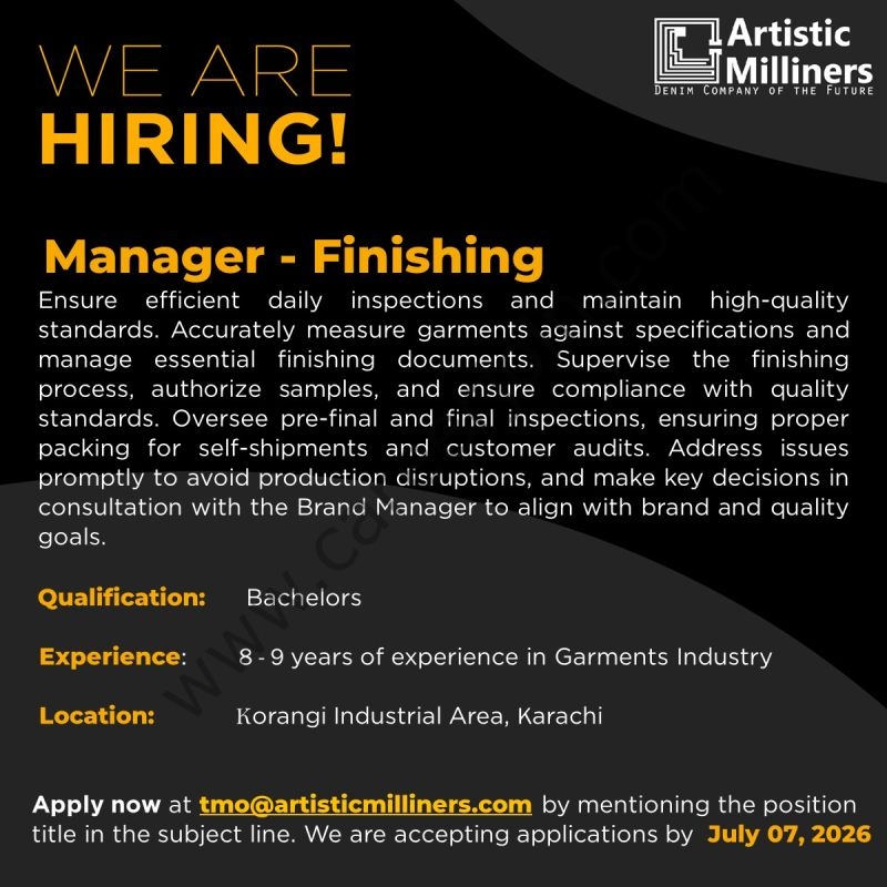 Artistic Milliners Pvt Ltd Jobs Manager Finishing 1