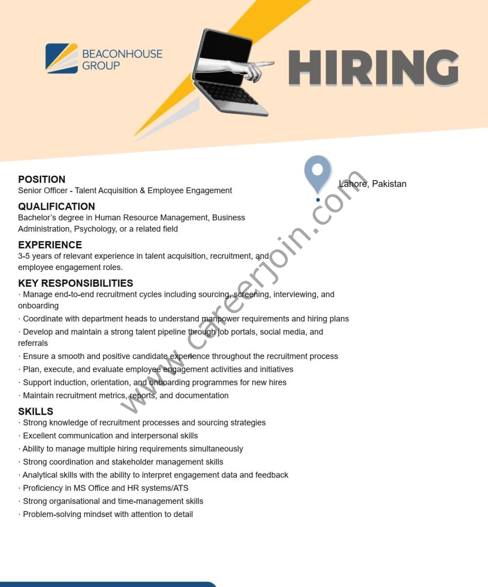 Beaconhouse Group Jobs Senior Officer Talent Acquisition & Employee Engagement 1